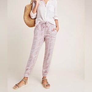 Women’s Anthropologie Orana Printed Joggers pink pants leopard print- XL